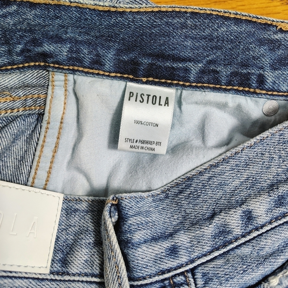 Pistola High-rise Straight Light Blue Distressed Ripped Women's Jeans sz 27/28. - Picture 14 of 16